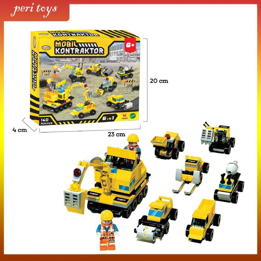 35012 PLAYGO MOBIL KONTRAKTOR Mainan Rakitan Bongkar Pasang Lego Anak Edukasi DIY Susun/Balok Mobil