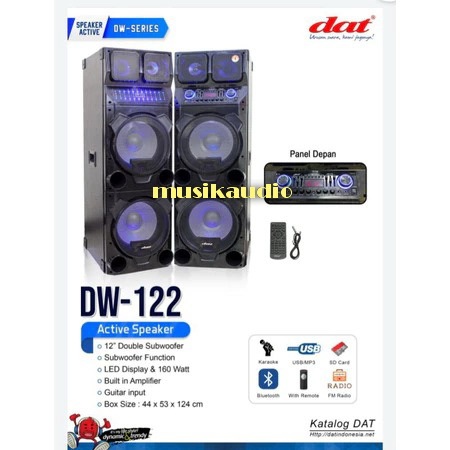 DAT DW 122 DW-122 DW122 Spiker Speker Speaker Aktif Passive Pasif 12 inch Double Subwoofer Bluetooth
