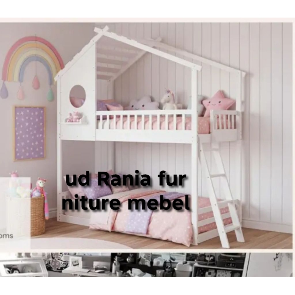 tempat tidur anak tingkat terbaru bahan kayu jati pinos