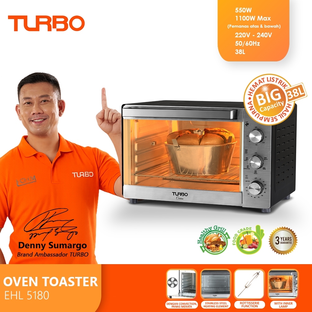 Turbo Carino Oven Toaster 38 Liter Original Garansi Resmi Turbo 3 Tahun EHL5180