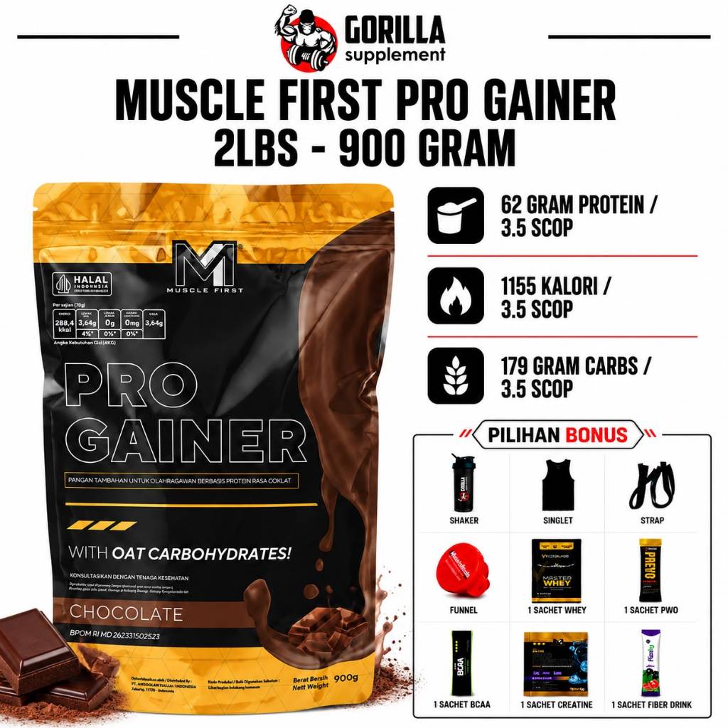 MUSCLE FIRST Pro Gainer 2 lbs 2lbs 900 Gram - Suplemen Fitness