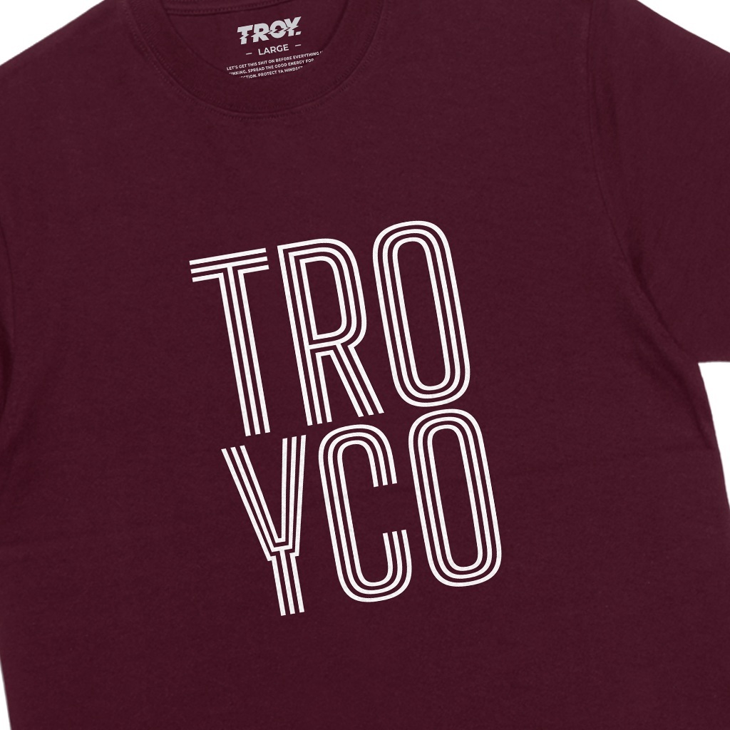 Troy Company T-Shirt Maroon Triple Line - Kaos Pria Lengan Pendek Merah Maroon MTD 3670