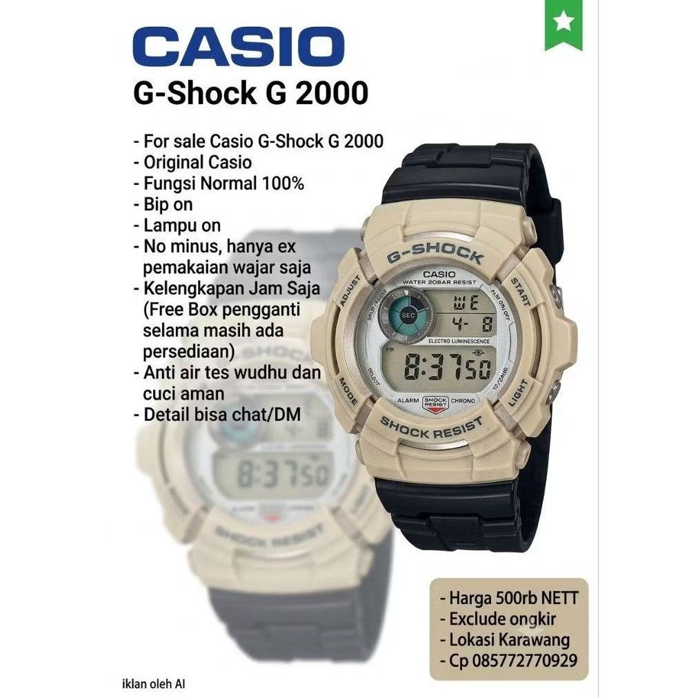 jam G-Shock ex Japan G 2000