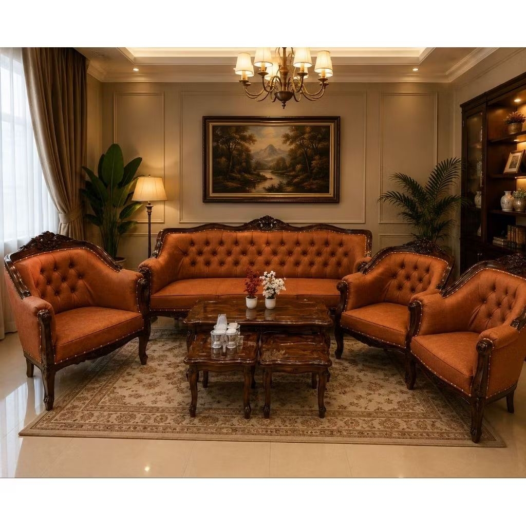 1 Set Sofa Louis Kursi Kayu 3111 + 3 Meja / Sofa Louis  Jati 3111 + Meja / Sofa Tamu Kayu / KURSI TA