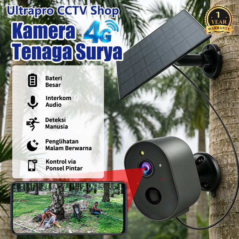 Kamera CCTV S5 Tenaga Surya 4G Luar Ruangan Anti Air IP66 Tanpa Kabel dan WiFi, Deteksi Manusia, Int