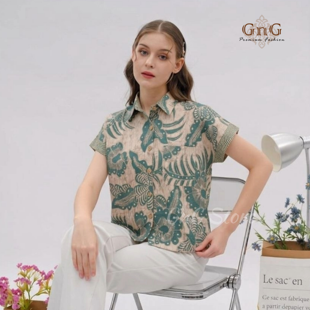 Atasan Batik 259 BHK /Kemeja Batik Wanita/ Batik Kantor/ Seragam Batik