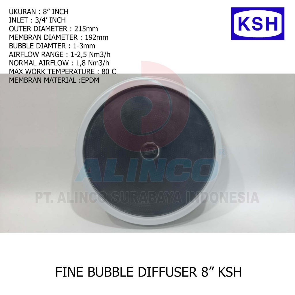 FINE BUBBLE DIFFUSER 8"INCH KSH EPDM/SILICONE