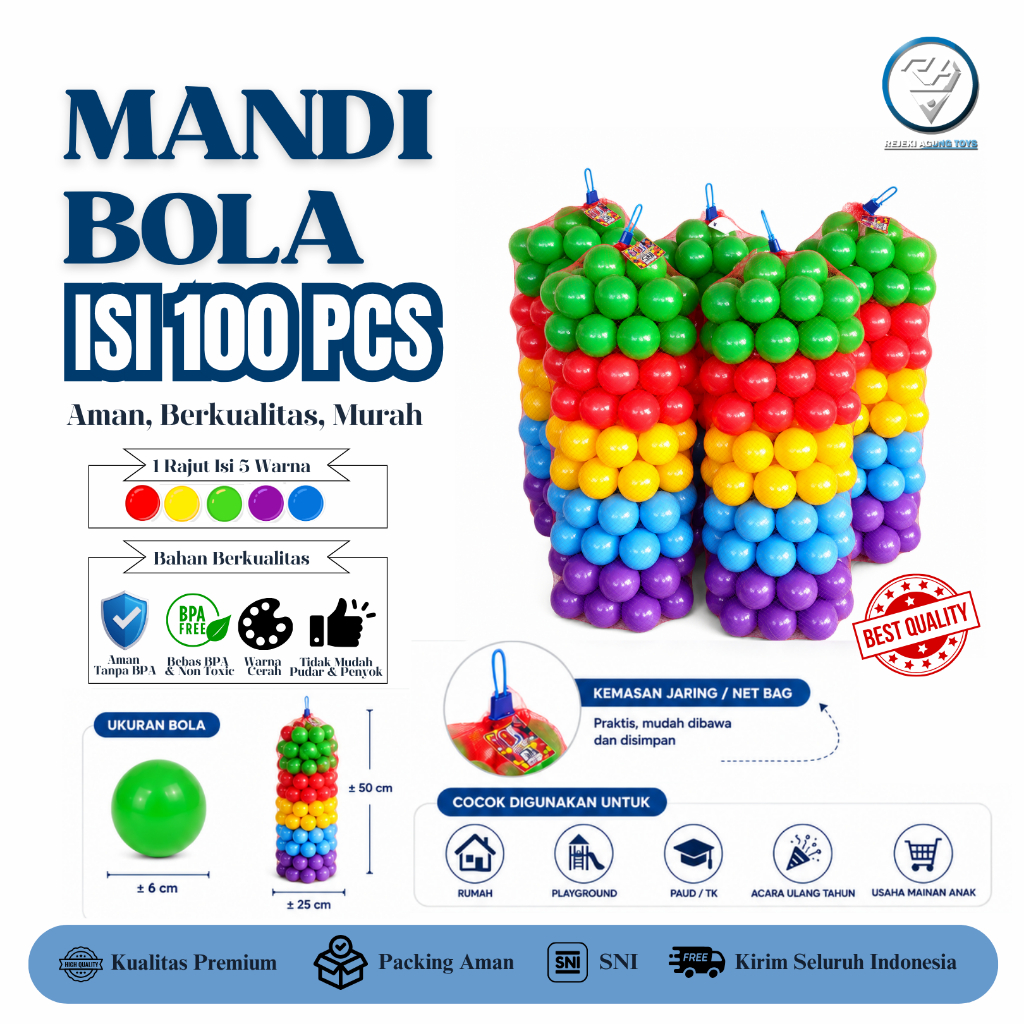 murah mainan mandi bola anak - mandi bola anak bayi plastik warna warni isi 100 pcs i bola kecil