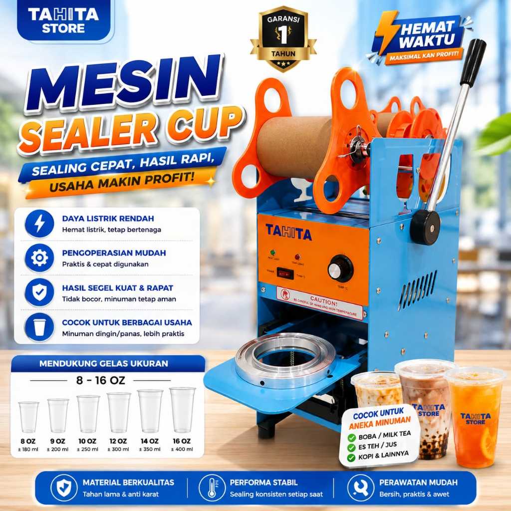 TAHITA Mesin Cup Sealer 8-16 Oz Mesin Press Gelas Plastik Mesin Press Cup Sealer Plastik Press