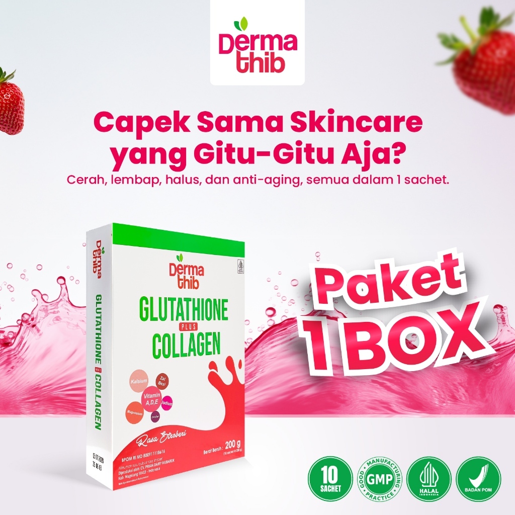 Dermathib - Glutathione Plus Collagen Drink Isi 10 Kolagen Minuman Pencerah Pemutih Kulit BPOM