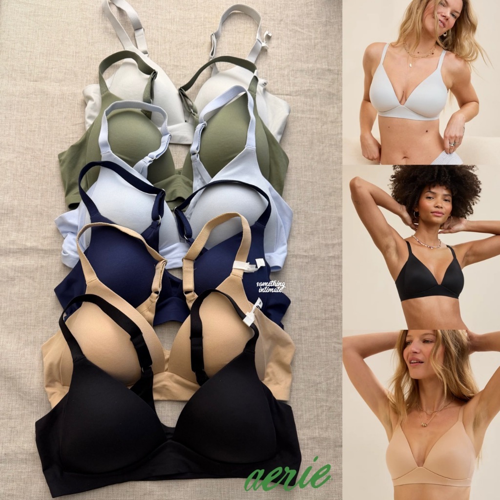Aerie Sunnie Wireless Lightly Lined Back Smoothing Bra / Organic Cotton Plunge Wirefree Bra BH Busa 