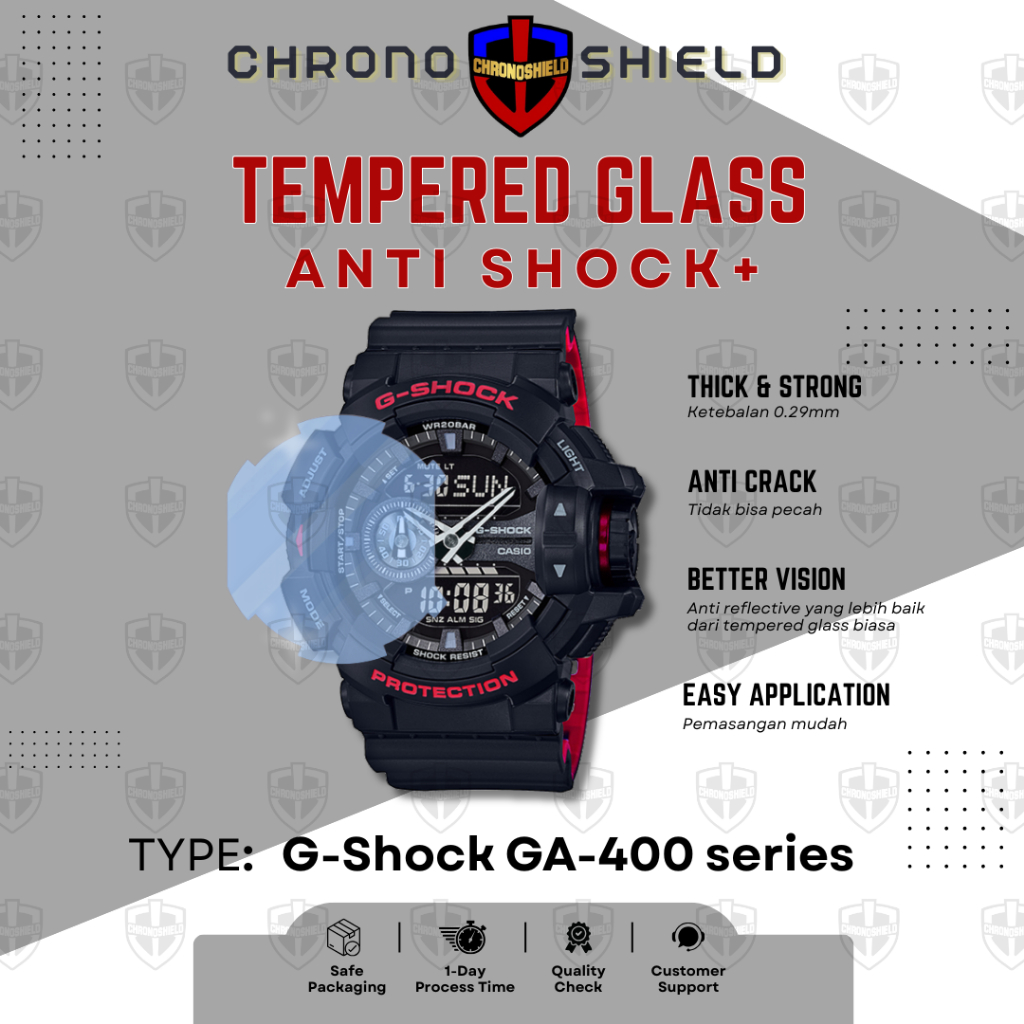 Antishock Tempered Glass untuk G-Shock GA400 GA 400 Gshock GA-400
