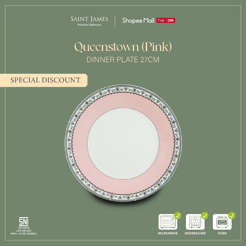 Saint James Dinner Plate 27 CM QUEENSTOWN ( PINK )