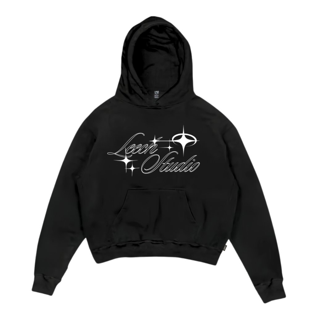Leech.co Hoodie Boxy Oversize Hushhh Black Unisex - Flecee 300GSM