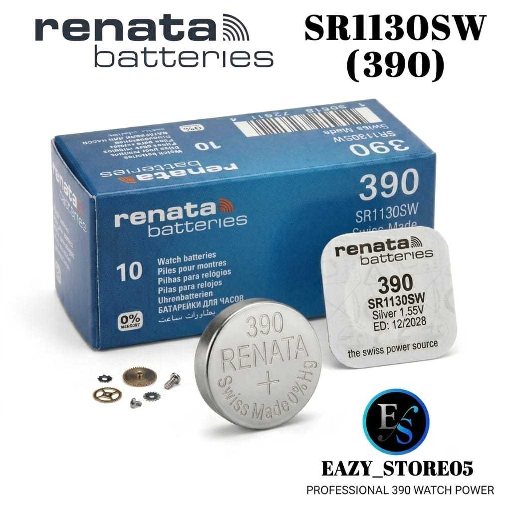 Baterai Renata 390 SR1130SW Original Swiss Made 1.55V Batrai Jam Tangan Swatch SR 1130 SW Ori Satuan