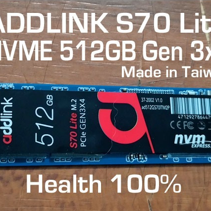 NVME ADDLINK S70 LITE 512GB Health 100% tag M2 PCI-E 500GB PCIE SSD