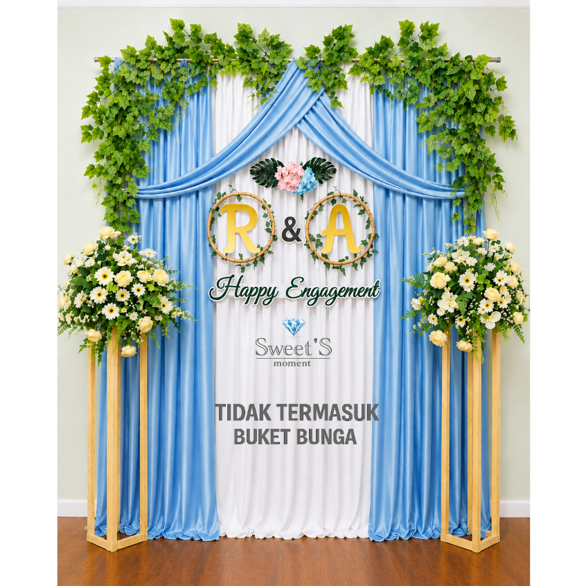 Backdrop Tunangan Lamaran Engagement 3x2.2m Background Dekorasi Tunangan Premium