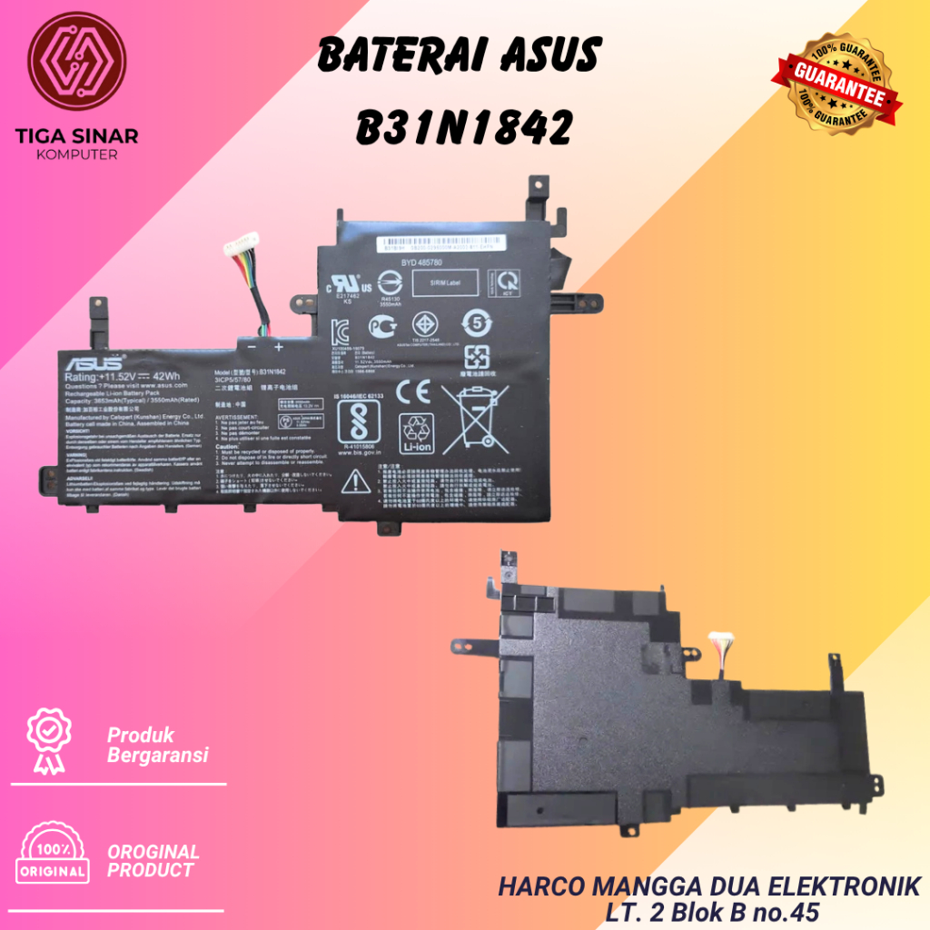 Baterai Laptop Asus K513E (B31N1842)