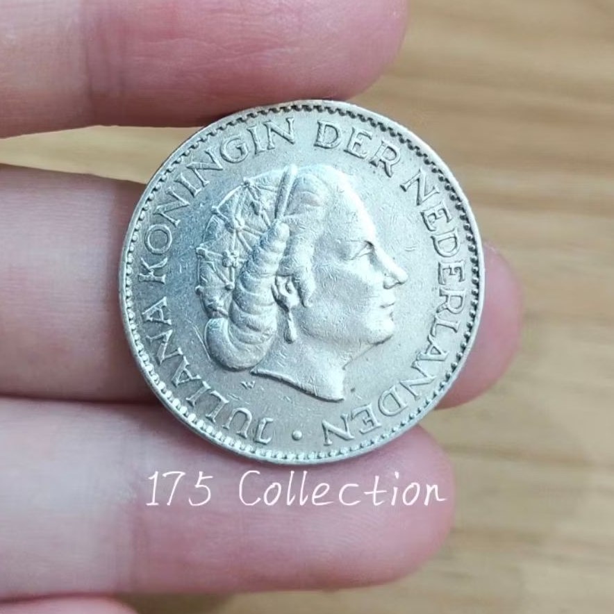 Koin Perak Belanda 1 Gulden Tahun 1955 Ratu Juliana Asli