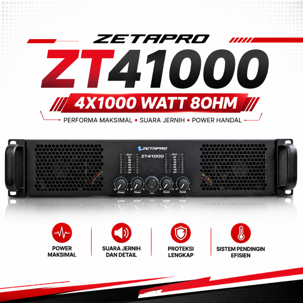 Power Amplifier 4 Channel ZETAPRO ZT41000 | ZT 41000 Original 4x1000 Watt 8Ohm ORIGINAL
