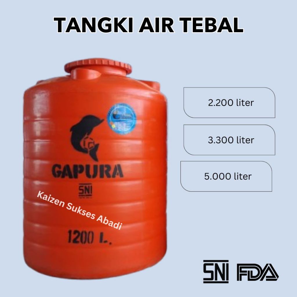 tandon tangki toren air atas plastik merek gapura kualitas penguin profil tank tebal anti lumut 2200
