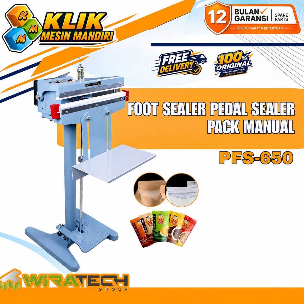 Mesin Foot Sealer Pedal Sealer Packing Plastik PFS-650 WIRATECH