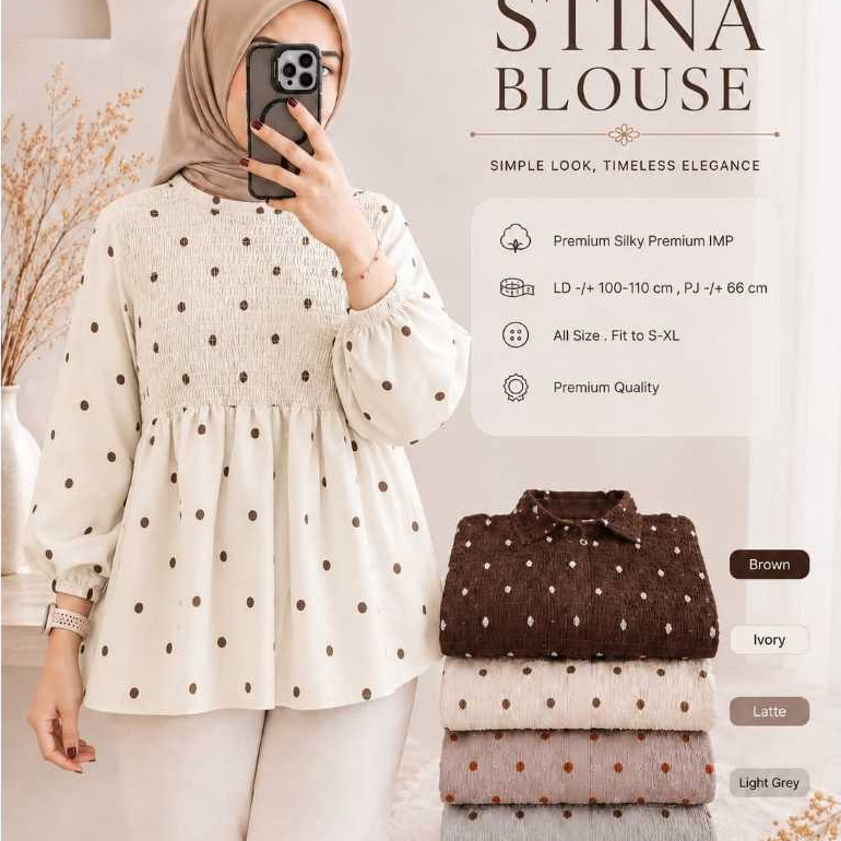 BUTTERFLY YOONA STINA BLOUSE ORIGINAL BY ATHAYA ANA HIJAB HIJAB ATASAN BLOUSE WANITA DEPAN KERUT TRE