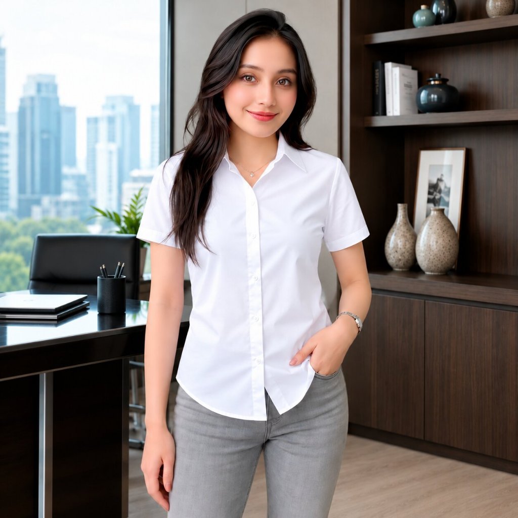 Kemeja Wanita Lengan Pendek Baju Atasan Wanita Kantor Hem Wanita Kekinian