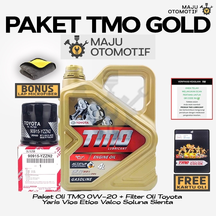 [GRATIS FILTER OLI] PAKET Ganti Oli Mesin TMO GOLD SAE 0W-20 4 Liter TOYOTA Yaris Vios Limo Sienta S