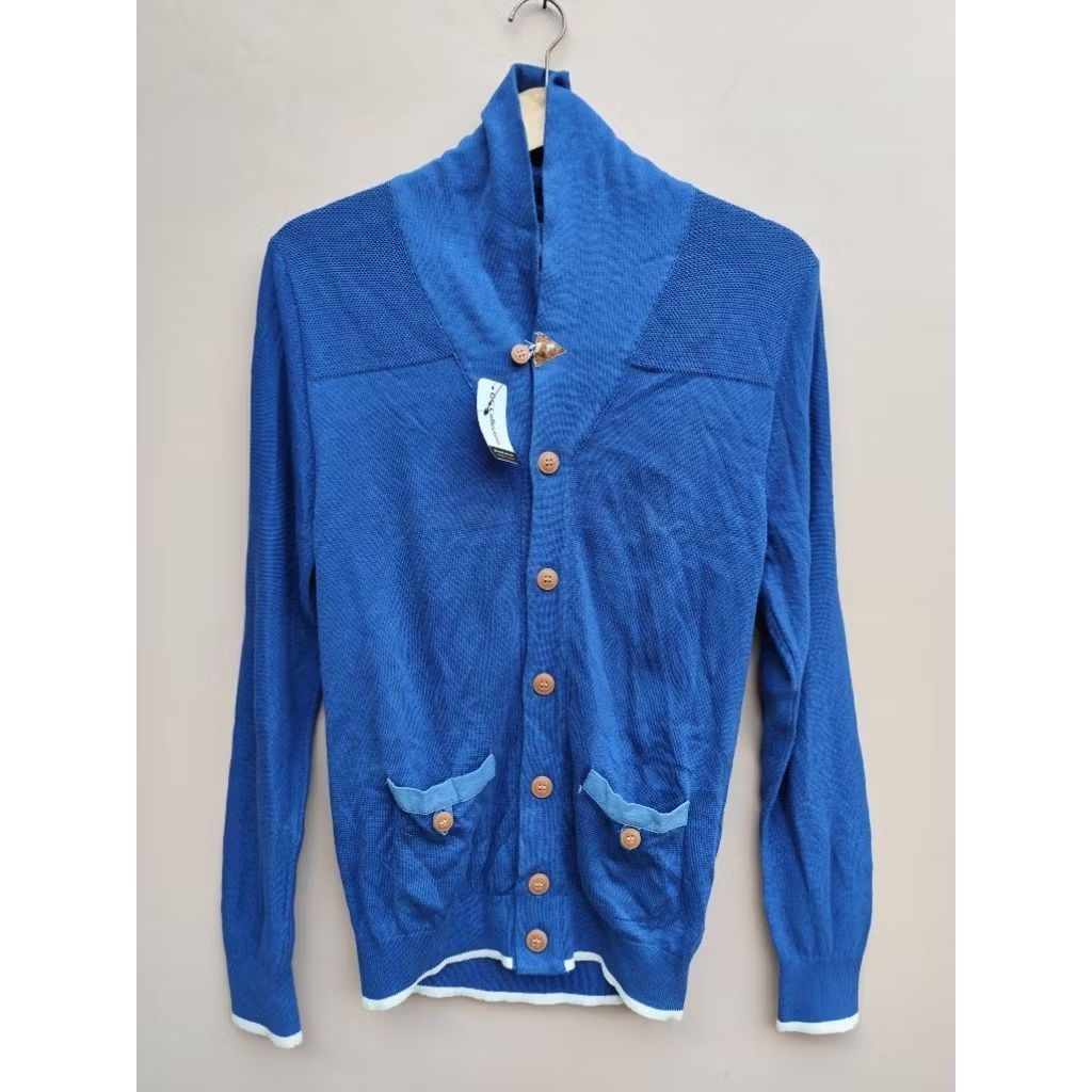 mind bridge - atasan outer cardi wanita lengan panjang biru