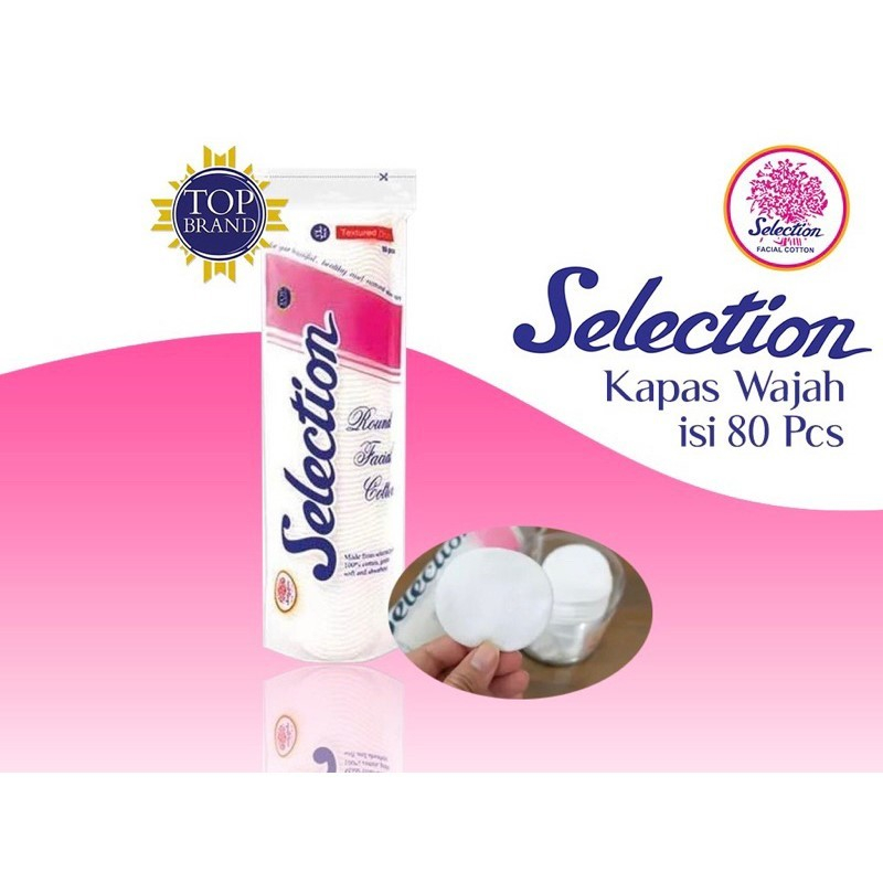 SELECTION KAPAS BULAT FACIAL COTTON ROUND OVAL ISI 80PCS