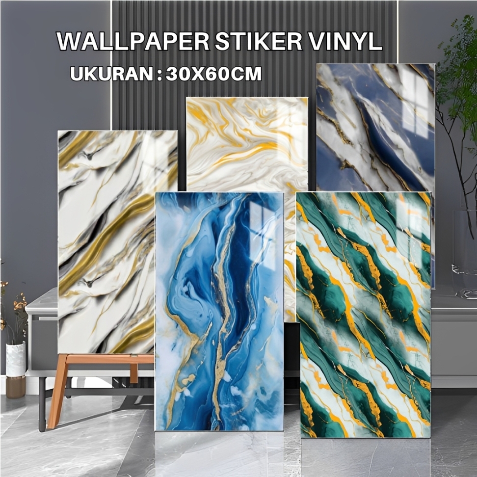 Pahe 20 Lembar Wallpaper Vinyl Dinding Marble Uk 30 X 60 Cm / Vinyl Marble Wallpaper Dinding Granit