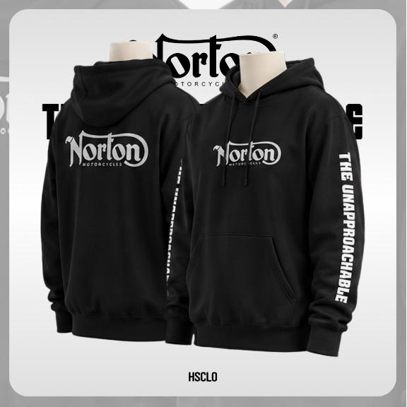 Jaket HOODIE JUMPER Norton Motorcycle Classic Vintage Adventure Moge Big Size Bahan Fleece Ukuran Ju