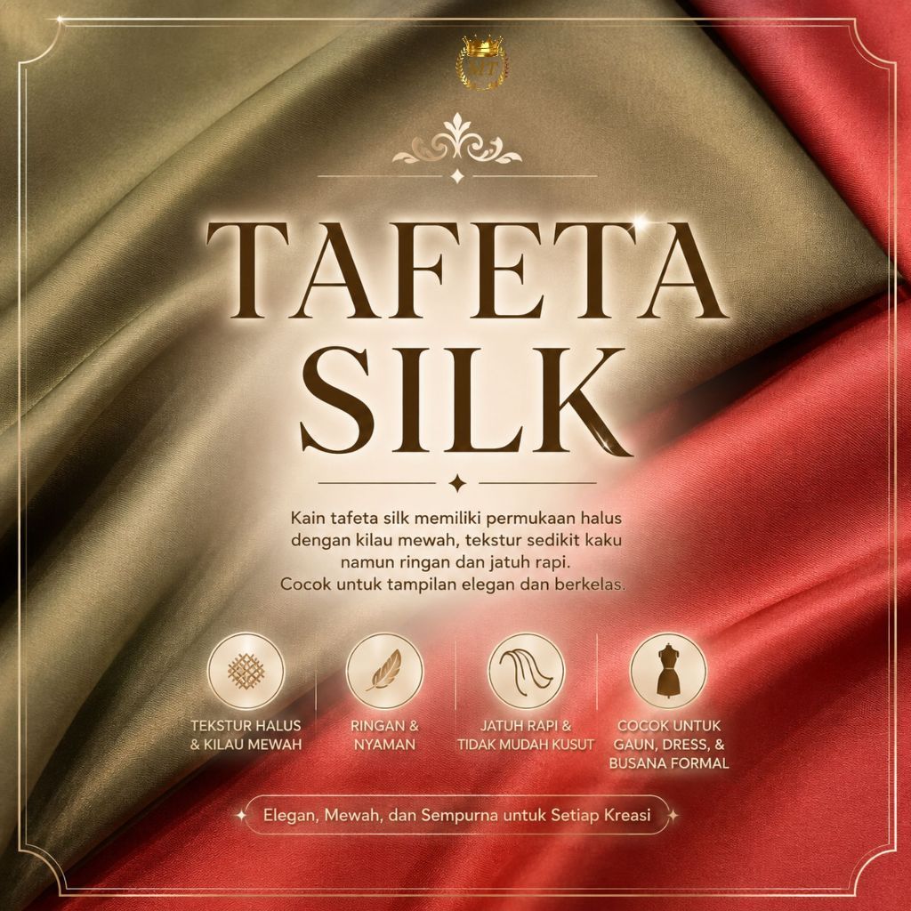 Kain Tafeta Silk Premium / Tafeta Silk Luxury Fabric / Tafeta Satin / Tafeta Silk jet / Kain Tafeta 