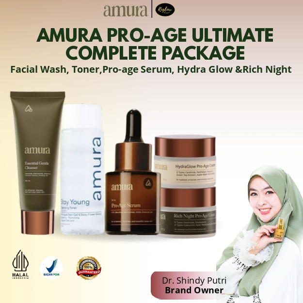 AMURA Pro Age Ultimate Complete | Essential Gentle Cleanser + Stay Young Toner + PRO-AGE Serum + Hyd