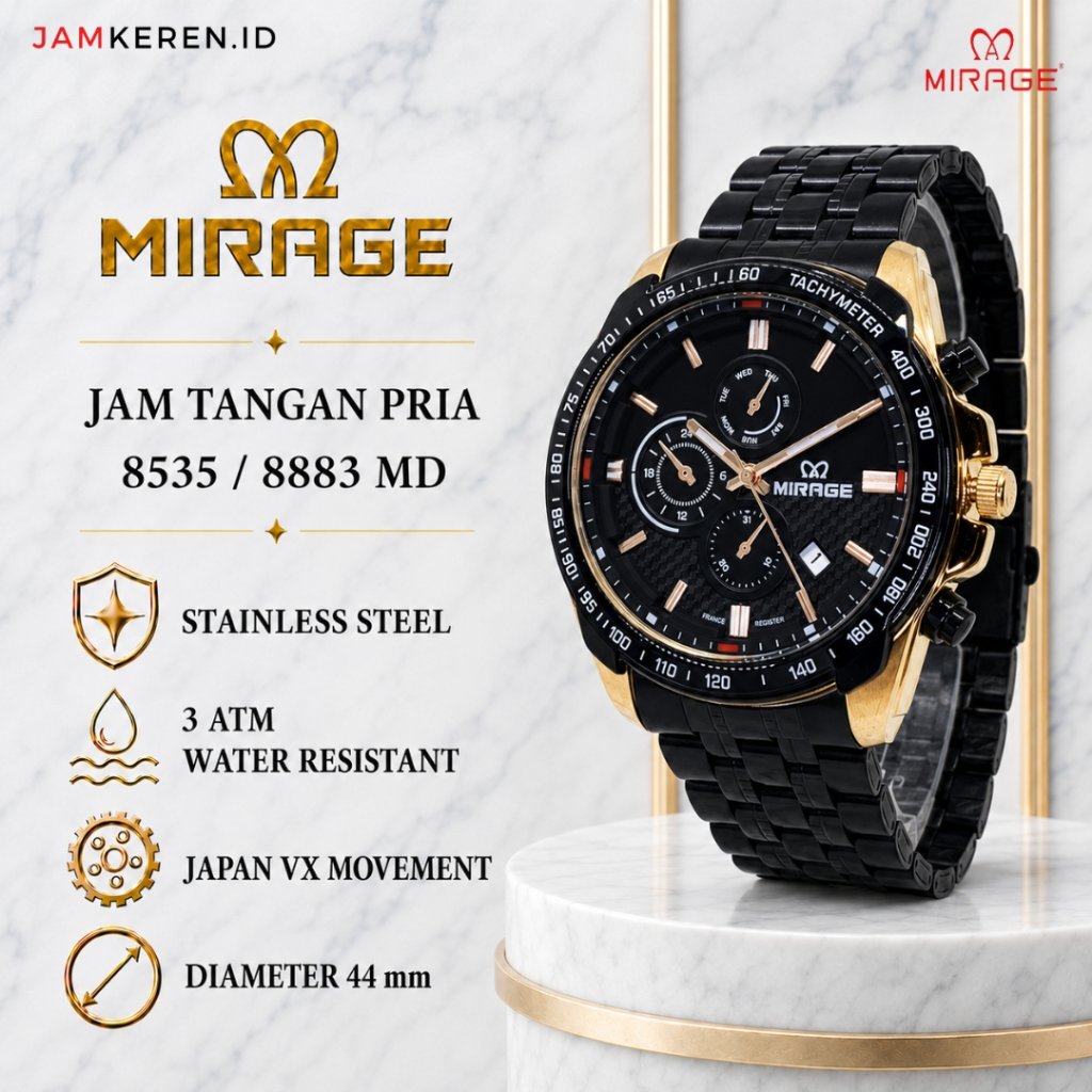 Mirage | Jam Pria | Jam Tangan Pria Anti Air | Jam Tangan - Mirage 8535 8883 M Original Anti Air