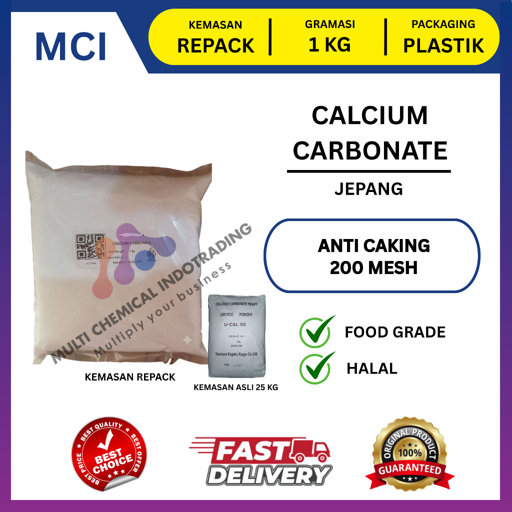 CALCIUM CARBONATE FOOD GRADE CACO3 200 MESH - 1 KG