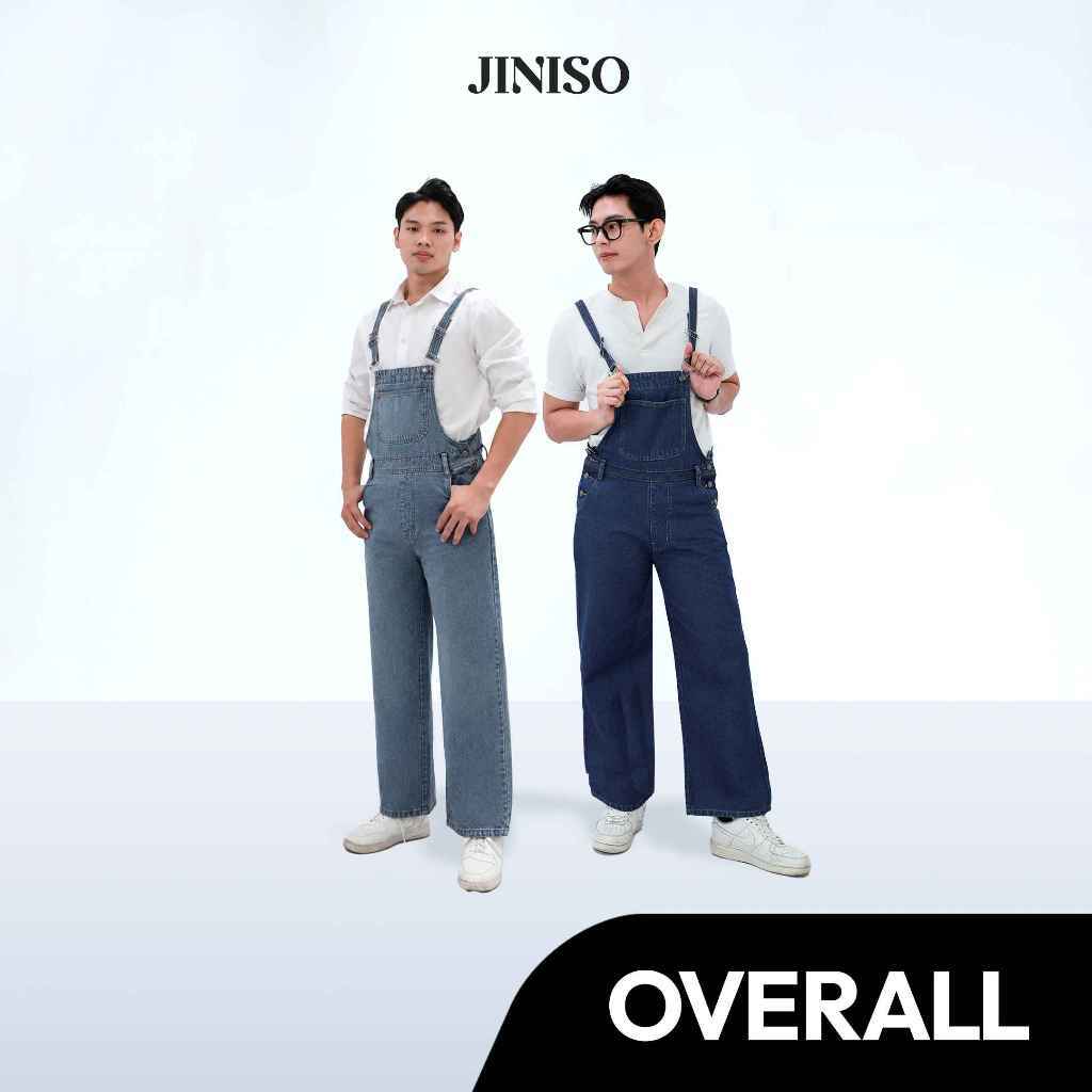 JINISO EVERYDAY - Denim Jumpsuit Overall Loose Jeans Pria