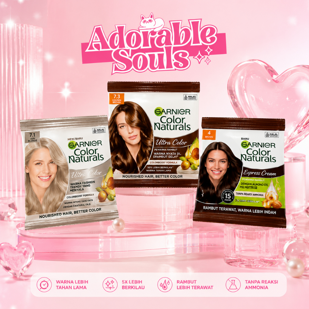 Garnier Color Naturals Express Creme - Pewarna Rambut Garnier Sachet - ASH BLONDE - GOLDEN BROWN - B