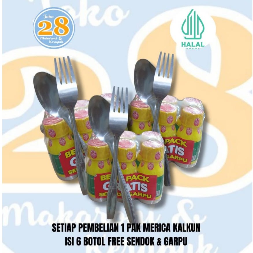 [Pak] Merica Lada Putih Bubuk Tabur Kemasan Botol FREE Sendok&Garpu Cap Ayam Kalkun Berat Isi 33gr
