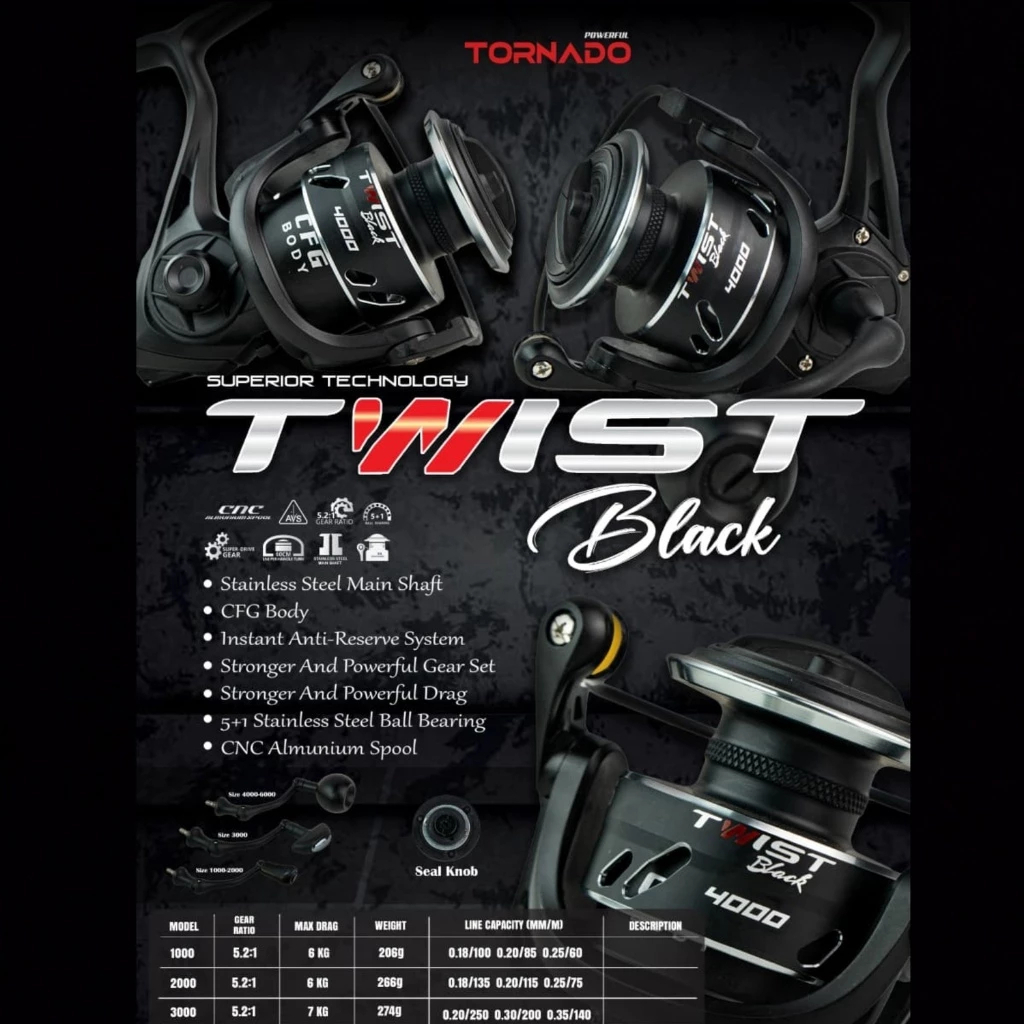 Reel Tornado Twist Black Power Handle