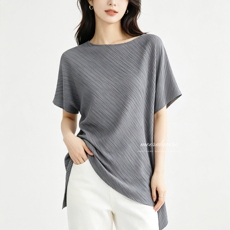 REILLA CLASSY PLEATS LOOSE TOP KOREAN STYLE READY BANGKOK PREMIUM COLLECTION BKK