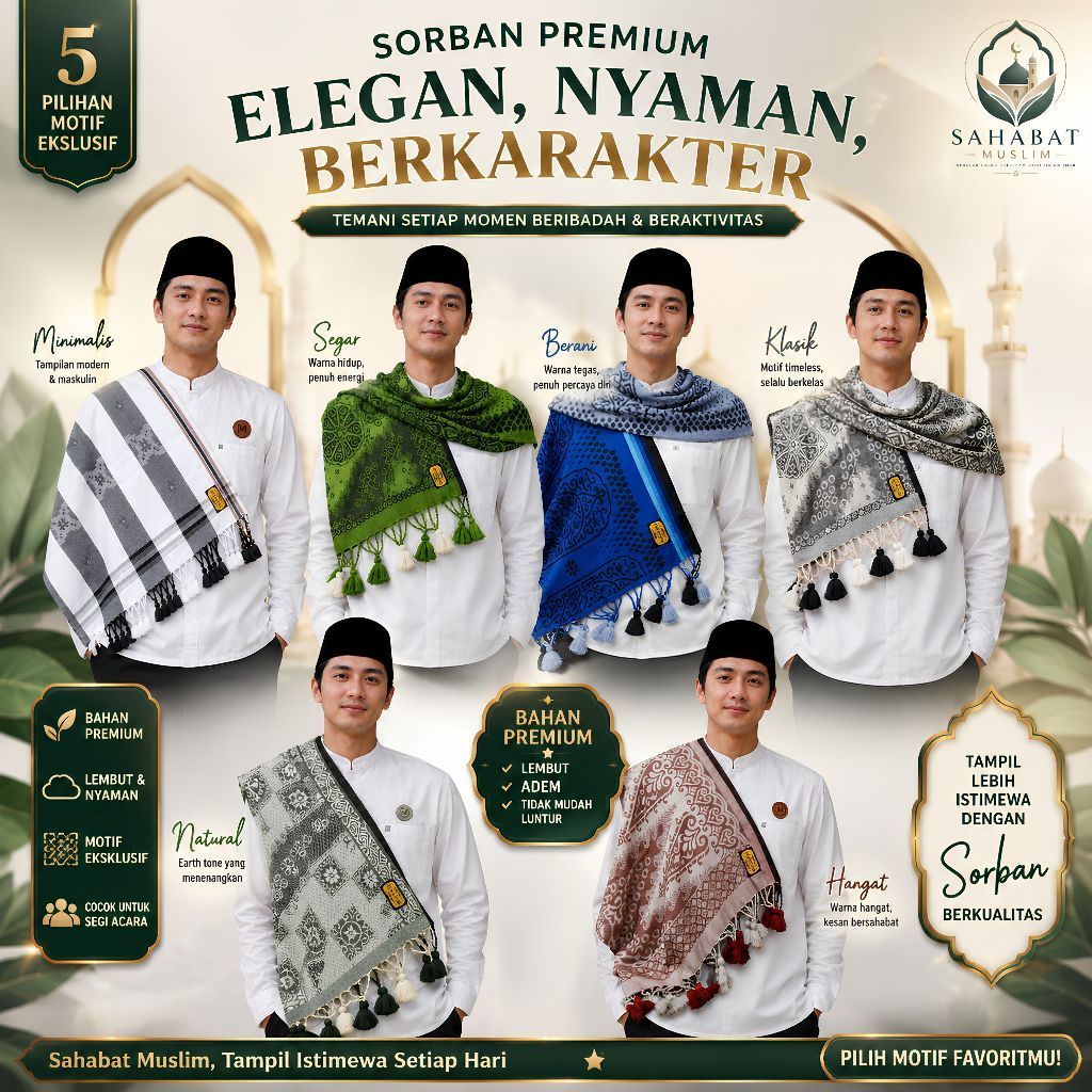 Sorban Subaiyah Anak Muda Stylish untuk Kajian & Harian