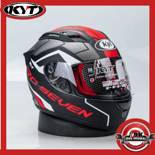 Helm Full Face KYT RC7 Motif Seri 18 Matt Black Red Merah Hitam Doff Doft Original Motor Touring