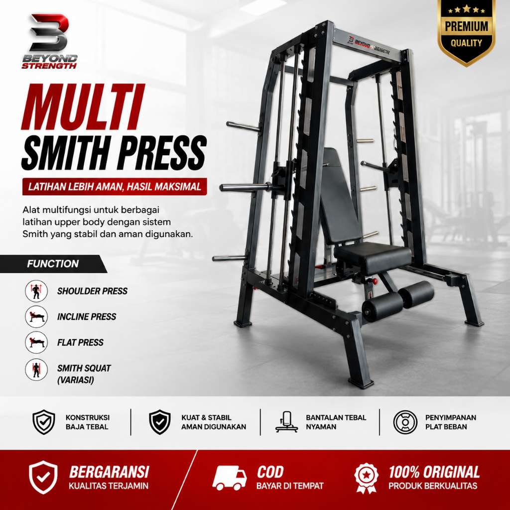 Multi Smith Press Alat Gym Multifungsi | Smith Machine Bench Press Shoulder Press