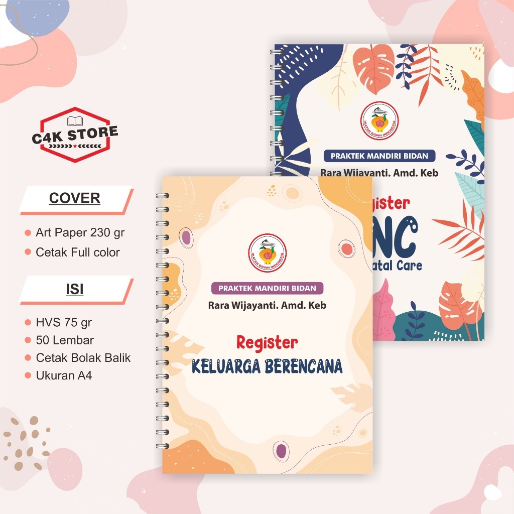 Buku Register Bidan Custom, Buku Adminstrasi Bidan Custom