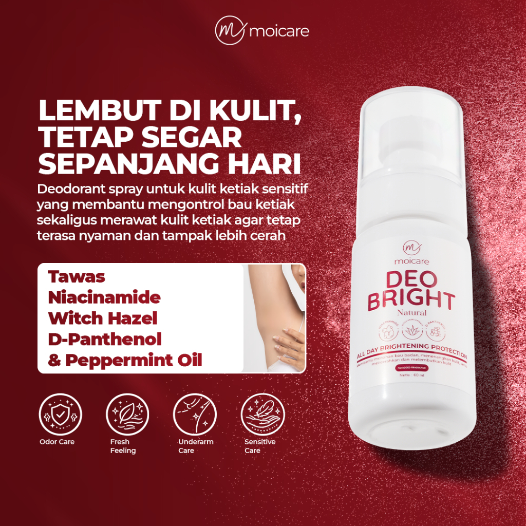 Moicare Deodorant Tawas Spray Deo Bright Natural Bebas Alcohol - Kurangi Bau Badan Bau Ketiak dan Me