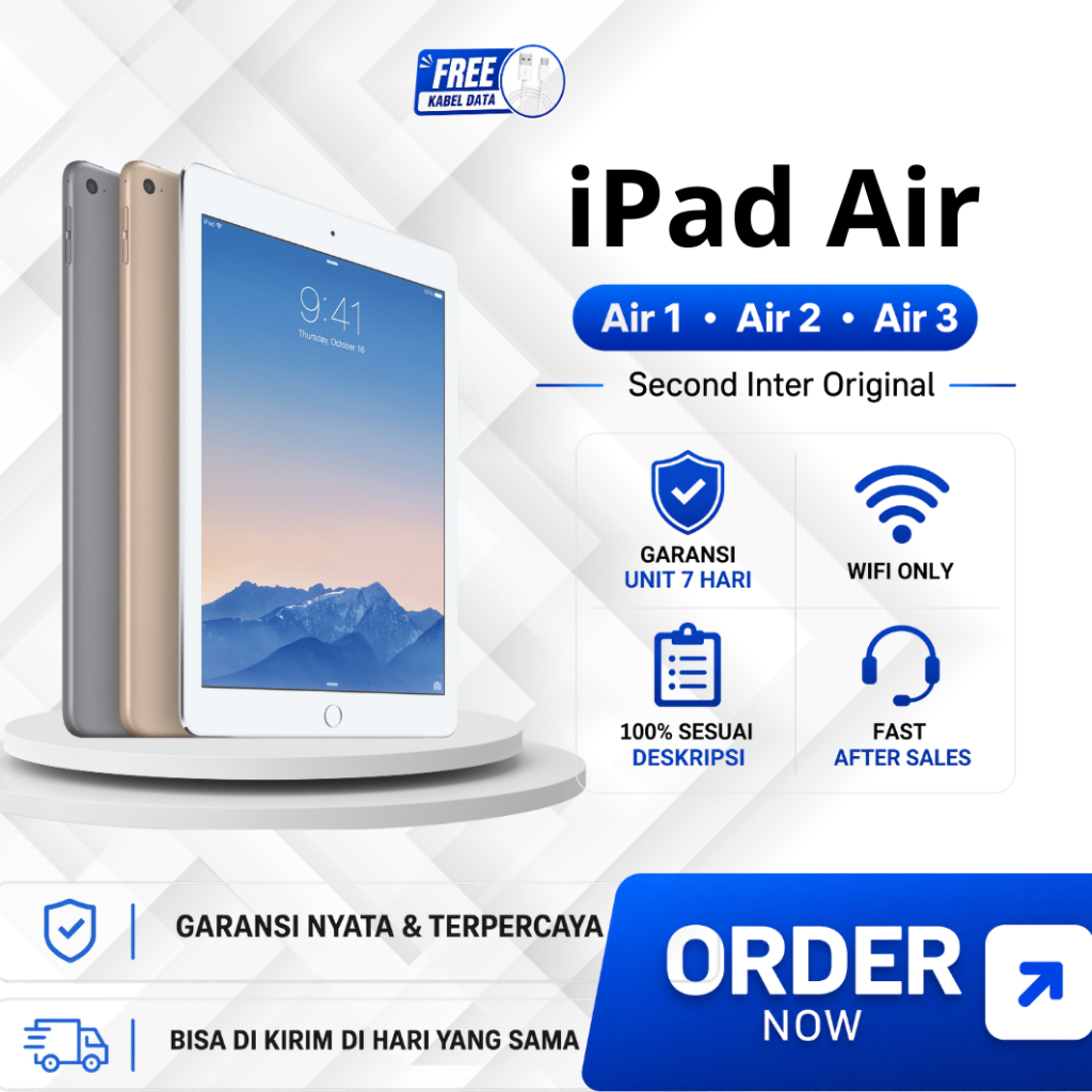 (COD)APPLE iPad Air 2 dan iPad Air 3 16GB 32GB 64GB 128GB 256GB Wifi Only Kondisi Mulus  SECOND ORIG