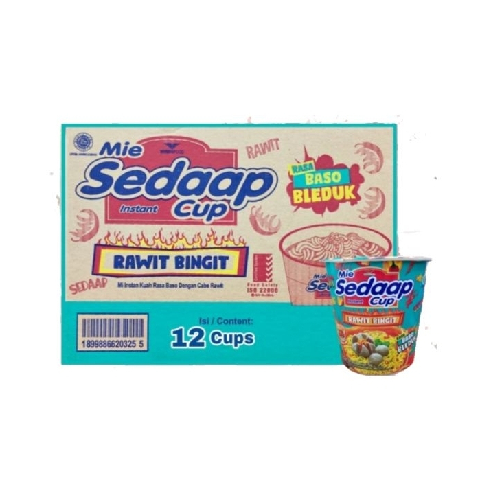 NOODLES/MIE INSTANT SEDAP CUP KUAH RASA RAWIT BASO BLEDUK DUS ISI 12 PCS