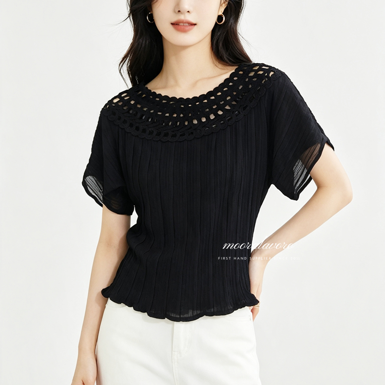 MARIETH CLASSY CROCHET PLEATS TOP KOREAN STYLE READY BANGKOK PREMIUM COLLECTION BKK